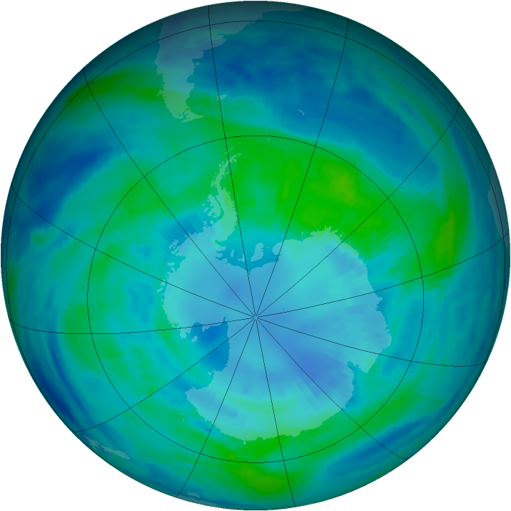 Antarctic ozone map for 08 April 2000